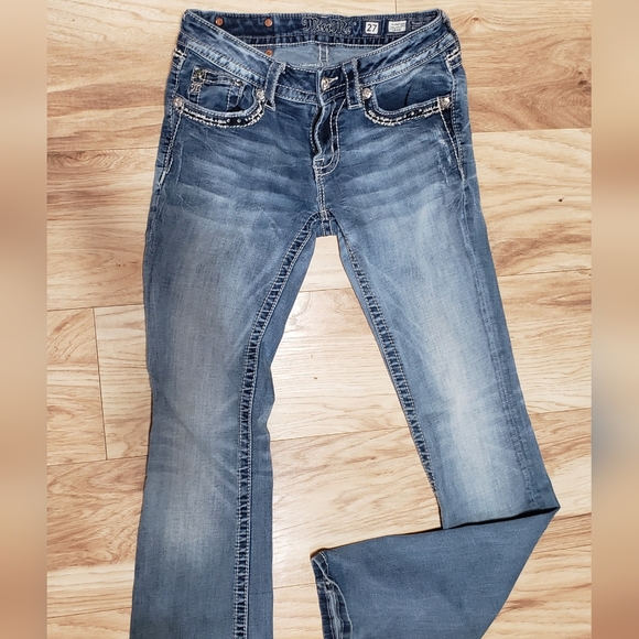 Miss Me Jeans Signature Boot 27 Low Rise Bling Pockets Cowgirl Western - Picture 5 of 5